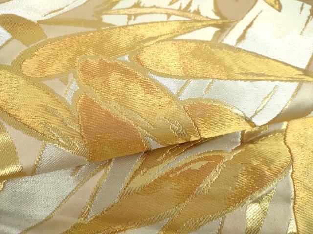 平和屋着物▼西陣　服部織物謹製　六通柄袋帯　新白鳥緞子　笹竹文　金銀糸　正絹　逸品　DABF7688ps