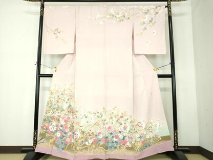 平和屋着物●訪問着　友禅　作家物　花鳥文　暈し染め　正絹　逸品　DABF7708ps