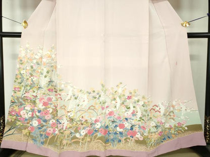 平和屋着物●訪問着　友禅　作家物　花鳥文　暈し染め　正絹　逸品　DABF7708ps