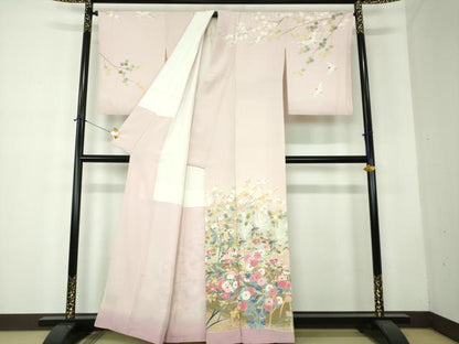 平和屋着物●訪問着　友禅　作家物　花鳥文　暈し染め　正絹　逸品　DABF7708ps