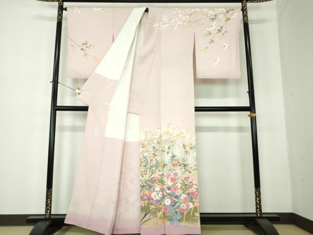 平和屋着物●訪問着　友禅　作家物　花鳥文　暈し染め　正絹　逸品　DABF7708ps