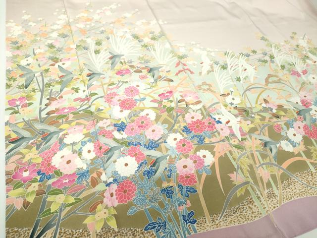 平和屋着物●訪問着　友禅　作家物　花鳥文　暈し染め　正絹　逸品　DABF7708ps