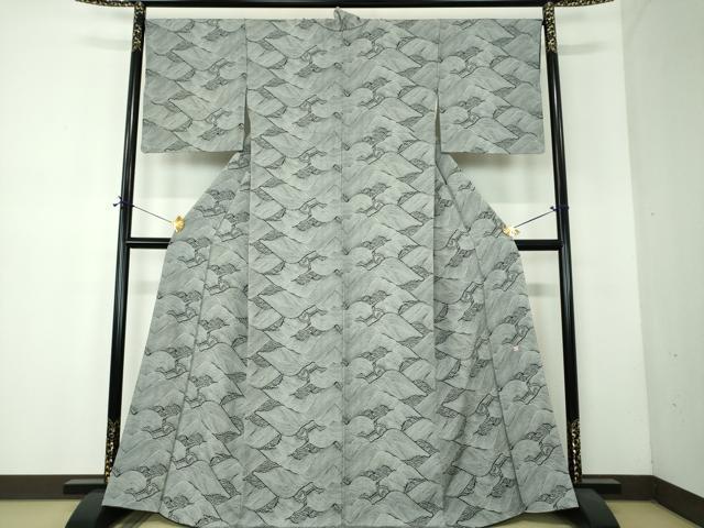 平和屋着物●江戸小紋　作家物　立波文　黒地　正絹　逸品　DABF7709ps