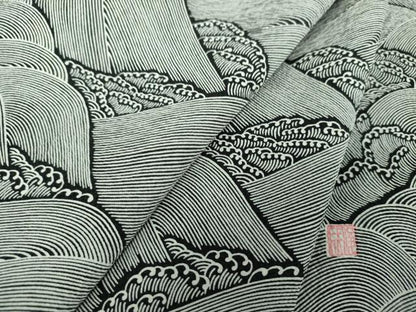 平和屋着物●江戸小紋　作家物　立波文　黒地　正絹　逸品　DABF7709ps