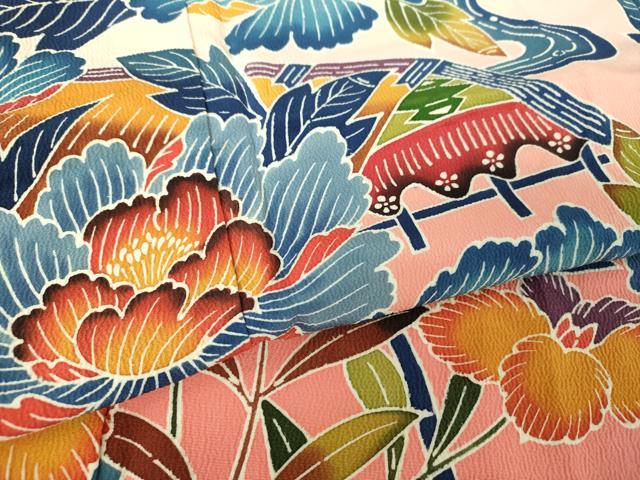 平和屋着物●豪華振袖　紅型　流水風景花鳥文　暈し染め　正絹　逸品　DABF7710ps
