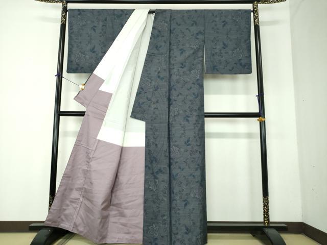平和屋着物●本場大島紬　草花文　正絹　逸品　DABF7712ps