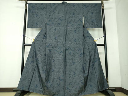 平和屋着物●本場大島紬　草花文　正絹　逸品　DABF7712ps