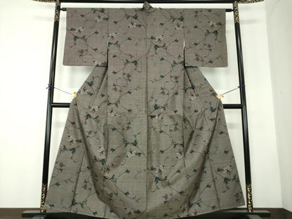 平和屋着物●本場大島紬　9マルキ　花唐草文　正絹　逸品　未使用　DABF7713ps