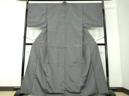 平和屋着物●本塩沢　格子　正絹　逸品　DABF7719ps