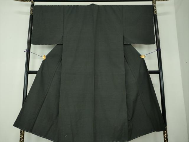 平和屋着物●男性　紬　色無地　黒地　正絹　逸品　未使用　DABF7720ps