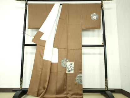 平和屋着物●訪問着　作家物　駒刺繍　手描き　色紙花丸文　正絹　逸品　DABF7723ps