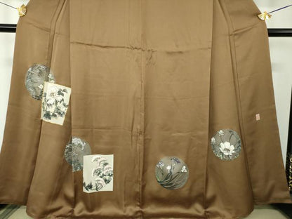 平和屋着物●訪問着　作家物　駒刺繍　手描き　色紙花丸文　正絹　逸品　DABF7723ps