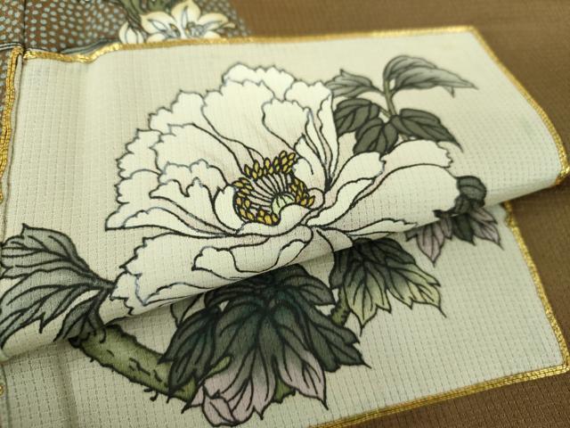 平和屋着物●訪問着　作家物　駒刺繍　手描き　色紙花丸文　正絹　逸品　DABF7723ps