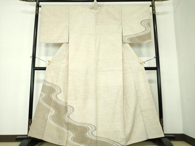 平和屋着物●ぜんまい紬　訪問着　100亀甲　流水文　正絹　逸品　DABF7727ps