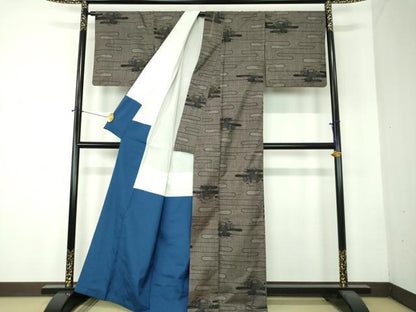平和屋着物●本場大島紬　7マルキ　風景文　正絹　逸品　DABF7731ps