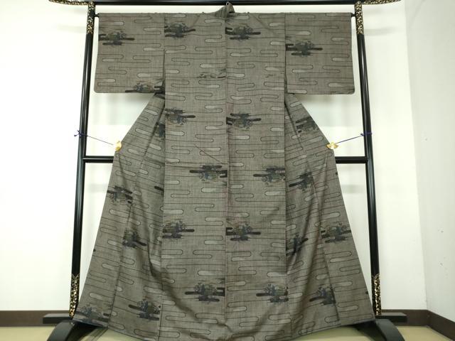 平和屋着物●本場大島紬　7マルキ　風景文　正絹　逸品　DABF7731ps