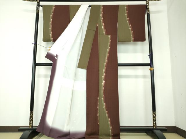 平和屋着物●上質な小紋　ろうけつ染め　よろけ縞　正絹　逸品　DABF7733ps