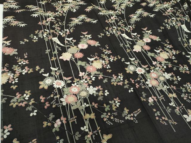 平和屋着物●生紬　訪問着　友禅　短冊笹竹花文　正絹　逸品　未使用　DABF7735ps