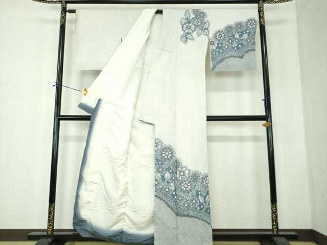 平和屋着物●名門　藤娘きぬたや・総絞り　訪問着　草花文　正絹　逸品　DABF7736ps