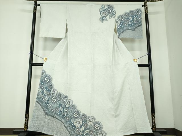平和屋着物●名門　藤娘きぬたや・総絞り　訪問着　草花文　正絹　逸品　DABF7736ps