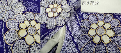 平和屋着物●豪華振袖　総絞り　駒刺繍　束ね熨斗花文　金糸　正絹　逸品　DABF7737ps