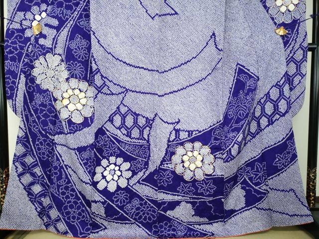 平和屋着物●豪華振袖　総絞り　駒刺繍　束ね熨斗花文　金糸　正絹　逸品　DABF7737ps