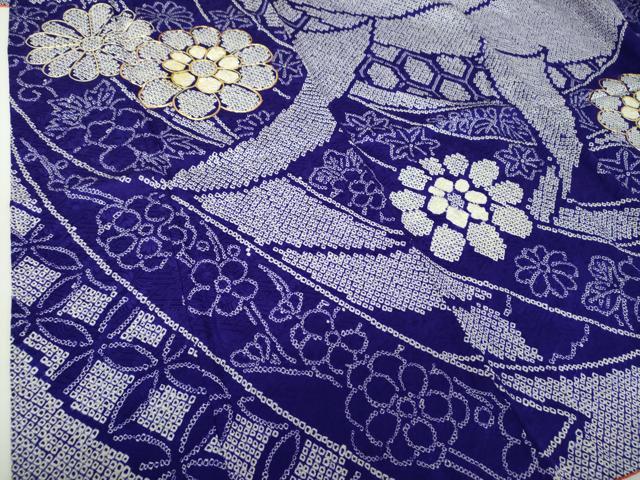 平和屋着物●豪華振袖　総絞り　駒刺繍　束ね熨斗花文　金糸　正絹　逸品　DABF7737ps