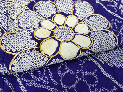 平和屋着物●豪華振袖　総絞り　駒刺繍　束ね熨斗花文　金糸　正絹　逸品　DABF7737ps