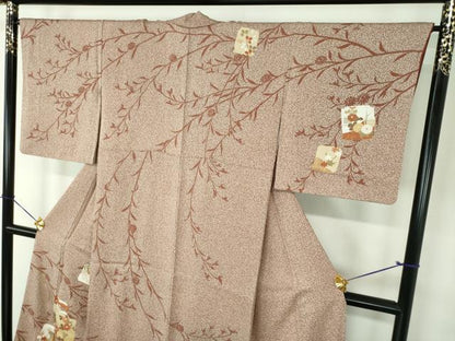 平和屋着物●訪問着　破れ色紙花文　たたき染め　金彩　正絹　逸品　DABF7738ps