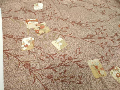 平和屋着物●訪問着　破れ色紙花文　たたき染め　金彩　正絹　逸品　DABF7738ps
