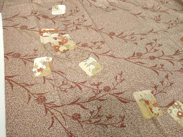 平和屋着物●訪問着　破れ色紙花文　たたき染め　金彩　正絹　逸品　DABF7738ps