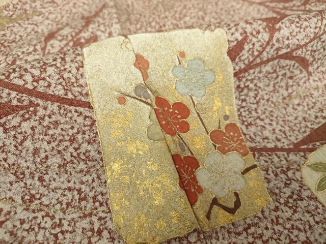 平和屋着物●訪問着　破れ色紙花文　たたき染め　金彩　正絹　逸品　DABF7738ps