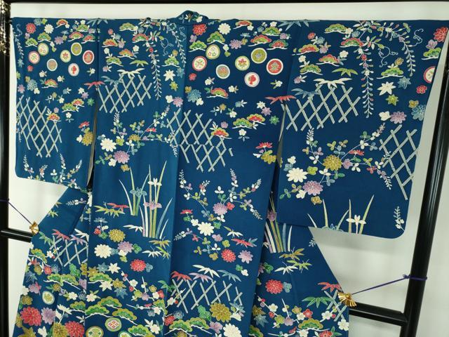 平和屋着物●訪問着　吉祥花文　鬼しぼ縮緬　正絹　逸品　DABF7739ps