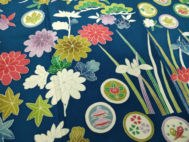 平和屋着物●訪問着　吉祥花文　鬼しぼ縮緬　正絹　逸品　DABF7739ps