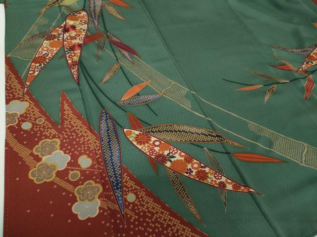 平和屋着物●訪問着　刺繍　笹竹花文　枝梅　金彩　正絹　逸品　DABF7740ps