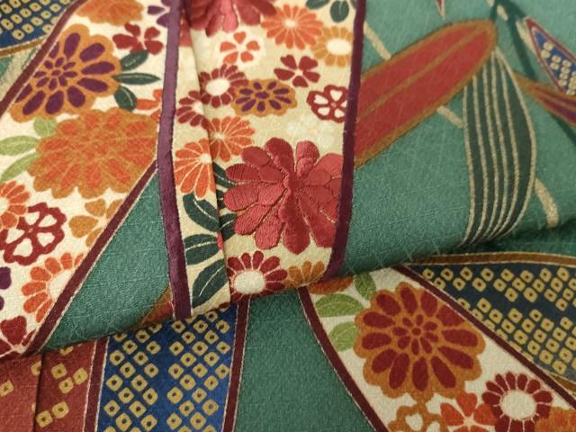 平和屋着物●訪問着　刺繍　笹竹花文　枝梅　金彩　正絹　逸品　DABF7740ps