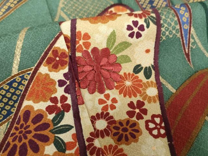 平和屋着物●訪問着　刺繍　笹竹花文　枝梅　金彩　正絹　逸品　DABF7740ps