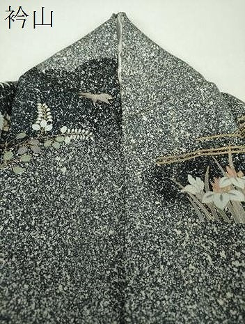 平和屋着物●訪問着　雲取り風景花文　たたき染め　金彩　正絹　逸品　DABF7741ps