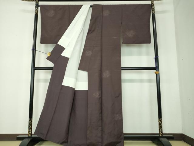 平和屋着物●京の名門・菱屋六右ェ門　西陣　紬　蜘蛛の巣　反端付き　正絹　逸品　DABF7744ps