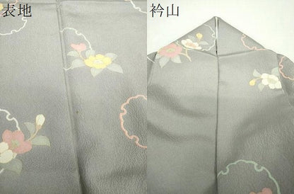 平和屋着物●上質な小紋　雪輪花文　反端付き　正絹　逸品　DABF7745ps