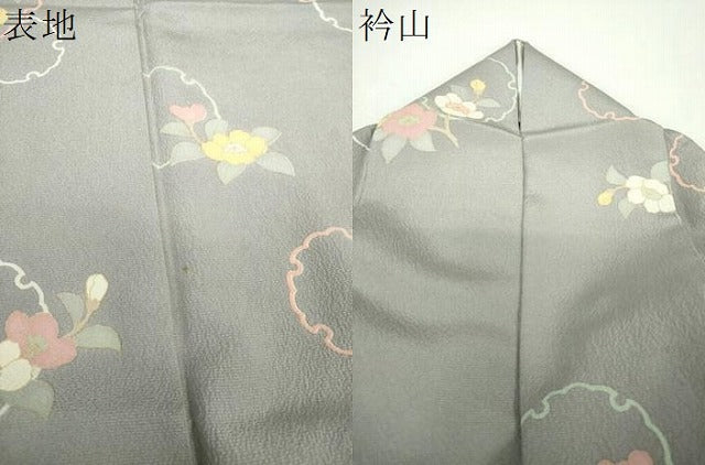 平和屋着物●上質な小紋　雪輪花文　反端付き　正絹　逸品　DABF7745ps