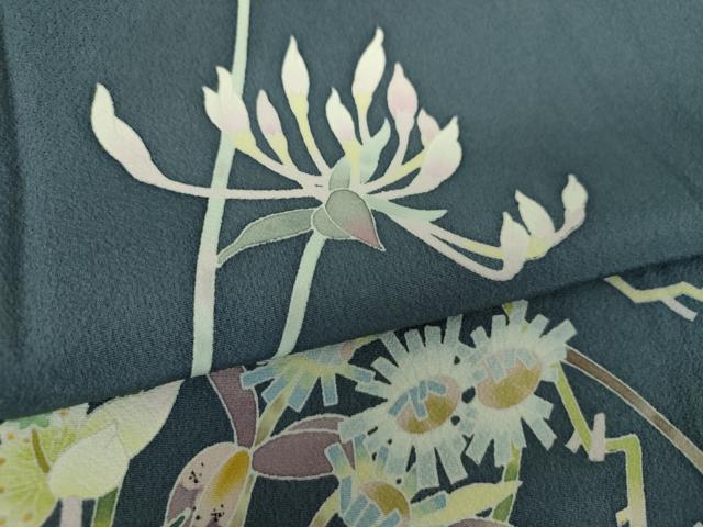 平和屋着物●京加賀友禅　百貫石峰　訪問着　草花文　暈し染め　反端付き　正絹　逸品　未使用　DABF7746ps