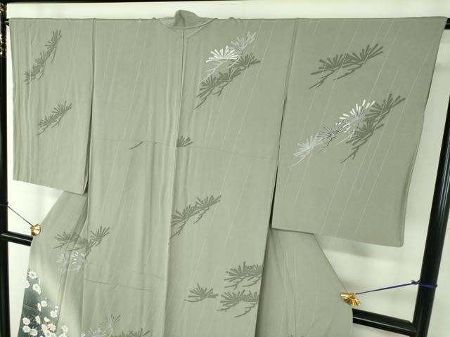 平和屋着物●十日町友禅作家　阿部佳雪　訪問着　枝垂れ桜　若松葉　暈し染め　反端付き　正絹　逸品　未使用　DABF7747ps