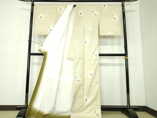 平和屋着物●白鷹ぜんまい　紬　布四季庵　舞葉文　やまと誂製　証紙付き　正絹　逸品　DABF7748ps