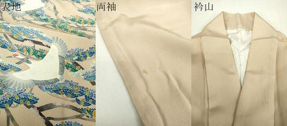 平和屋着物●本加賀友禅作家　百貫華峰　色留袖　飛鶴花松文　正絹　逸品　DABF7749ps