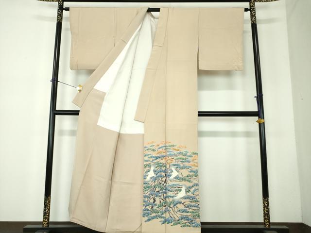 平和屋着物●本加賀友禅作家　百貫華峰　色留袖　飛鶴花松文　正絹　逸品　DABF7749ps