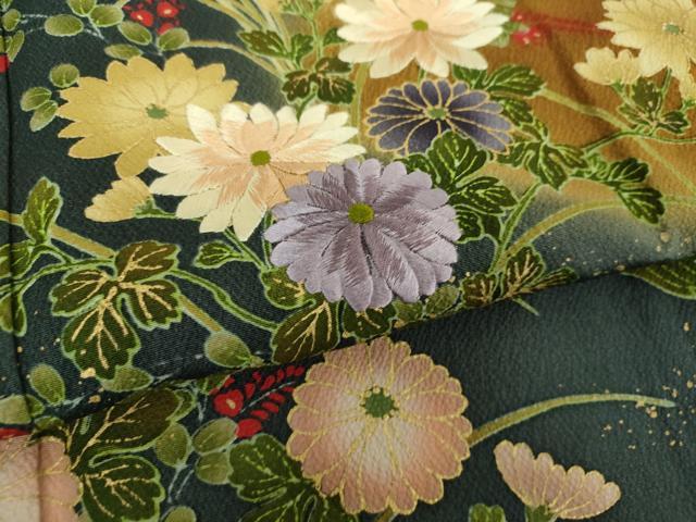 平和屋着物●ファッションデザイナー　花井幸子　訪問着　刺繍　草花文　暈し染め　金彩　正絹　逸品　DABF7754ps