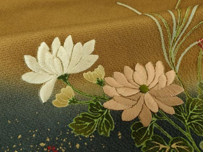 平和屋着物●ファッションデザイナー　花井幸子　訪問着　刺繍　草花文　暈し染め　金彩　正絹　逸品　DABF7754ps