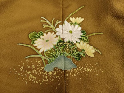 平和屋着物●ファッションデザイナー　花井幸子　訪問着　刺繍　草花文　暈し染め　金彩　正絹　逸品　DABF7754ps