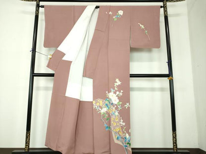 平和屋着物●本加賀友禅作家　南克治　訪問着　枝花文　正絹　逸品　DABF7757ps